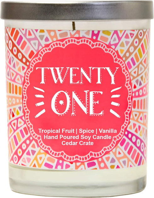 Cedar Crate Market - Twenty One - 21st Birthday Gifts for Her, Finally Legal, R.I.P Fake ID, 21st Birthday Candles Gift idea for Women, Happy Bday...
