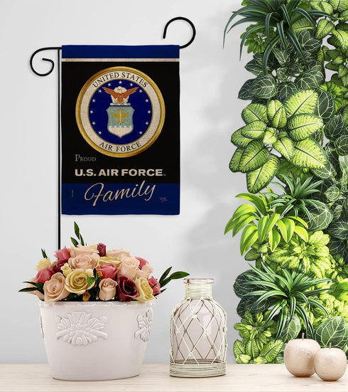 Air Force Proudly Family Burlap Garden Flag - Armed Forces USAF United State American Military Veteran Retire Official - House Decoration Banner Y...