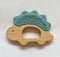 Mostara Dinosaur Baby Teether Ring for 3+ Months, Non-Toxic BPA Free Food Grade Silicone and Beech Wood, Baby Tested for Easy Grip and Soothing Te...
