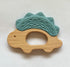 Mostara Dinosaur Baby Teether Ring for 3+ Months, Non-Toxic BPA Free Food Grade Silicone and Beech Wood, Baby Tested for Easy Grip and Soothing Te...