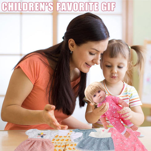 Alive Doll Clothes and Accessories - Baby Doll Dresses Fit for 10 11 12 Inch Girl Dolls, 6 Sets Doll Outfits Include Doll Dresses, Pajamas, One-Pi...