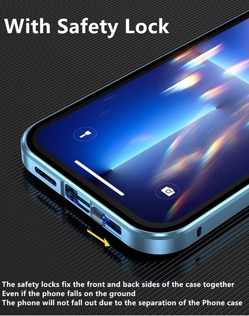 HENGHUI Lockable Anti Peeping Case for iPhone 13 Pro Magnetic Glass Case Built-in Camera Lens Protector Privacy Screen Glass Protector Bumper Case...