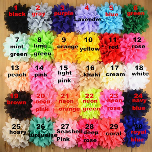 Fodattm 30PCS Women 30 Solid Colours 4" Chiffon Fabric Flowers DIY Flower Headbands Decorative Wedding Flowers...