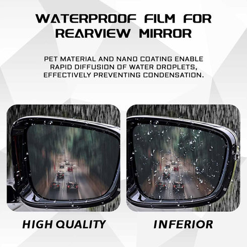 4PCS Car Rearview Mirror Films, Waterproof Rainproof Anti Fog Glare Rear View Mirror Protective Stickers, HD Nano Coating Side Mirror Rain Guards ...
