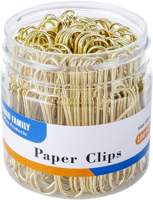 Large Paper Clips, Gold Paper Clips, 2 Inch Paper Clip, Jumbo Paperclips 100/Pack...