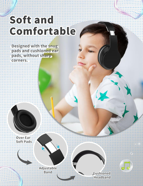 Bluetooth Kids Headphones,Wireless Kids Headphones Over Ear with Microphones,Stereo Sound,10H Playtime, Foldable&Adjustable Children Headphones,Bl...