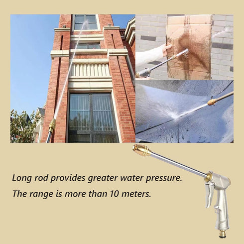 Garden Hose Nozzle Heavy Duty Metal Outdoor Water Sprayer High Pressure Hose Attachment Long Rod Jet Nozzle Gun 360°Rotaing Water Adjustmen for Ca...