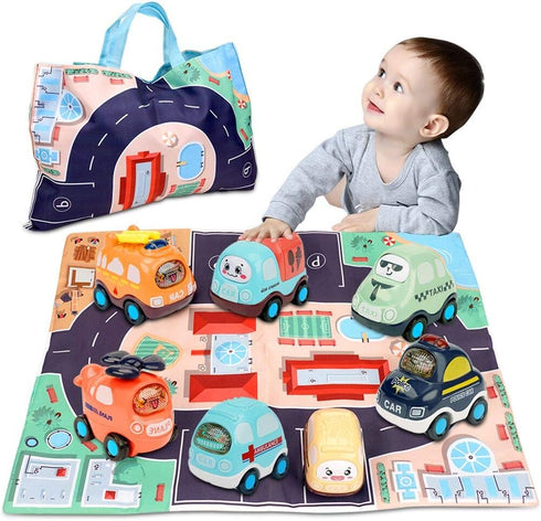 Baby Toy for 1 Year Old Boy | 7 Set Push and Go Cars Toy with Play Mat/Storage Bag for Toddlers | Early Educational Toys and Birthday Gift for 1 2...