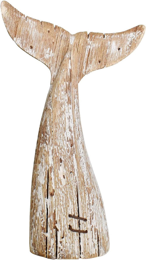 Nautical Home Decor Wood Whale Tail Tabletop Statue Decorative Rustic Sculpture Ocean Beach Coastal Themed Figurine Whale Ornament Bathroom Shelf ...