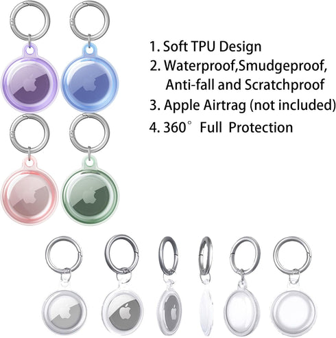 4 Pack Airtag Keychain Waterproof Holder, Airtag case for Apple Airtag GPS Tracker, Anti-Lost AirTag Holder Case Compatible with Car Keys for Pet ...