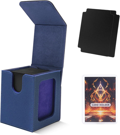 MTG Deck Box for Commander Display,Card Deck Box Fits 100 Double Sleeved Cards, Magic Commander TCG Card Leather Storage Box with 2 Dividers and 1...