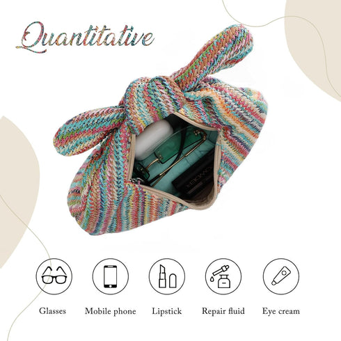 Bow Clutch Purse for Women Summer Beach Handbags Woven Clutch for Party Wedding Vacation 2024...