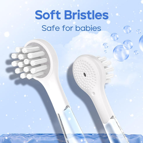 SEAGO Toddler Electric Toothbrushes for Baby Ages 0-3 Years, Baby Toothbrush with Smart Timer and Suction Base, 4 Replacement Brushheads (Navy-C)...