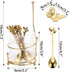 ELLDOO Coffee Spoon Set, Clear Glass Holder with 8 Stainless Steel Gold Leaf Coffee Spoons, Creative Flatware Set for Stirring, Mixing, Sugar, Ice...