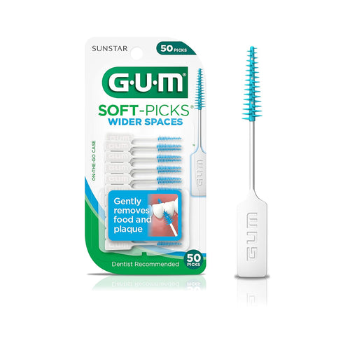 GUM Soft-Picks Wider Space, Easy to Use Dental Picks for Teeth Cleaning and Gum Health, with Convenient Carry Case, Dentist RecommendedDental Flos...