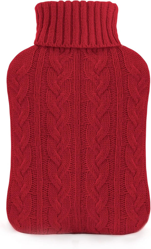 samply Hot Water Bottle with Knitted Cover, 2L Hot Water Bag for Hot and Cold Compress, Hand Feet Warmer, Ideal for Menstrual Cramps, Neck and Sho...