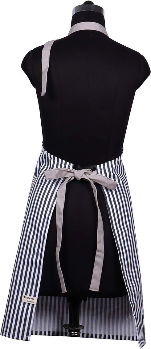 AMOUR INFINI Cotton Aprons for Women with Pockets Adjustable Strap and Waist Ties Printed Reusable Aprons for Baking, Cooking, Gardening (27.5 x 3...
