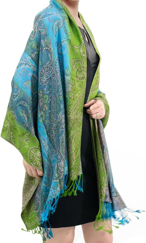 Pashmina Scarf with Vintage Tapestry Style Rainbow Luxury Paisley Pattern Wrap Shawl...
