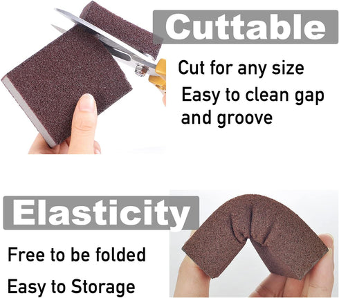 Nano Carborundum Sponge,4/8pc Emery Sponge Kitchen Pot Brush with Handle,Magic Eraser Scrub Kitchen Removal Sponge for Quickly Clean,Wet Dry Sandi...