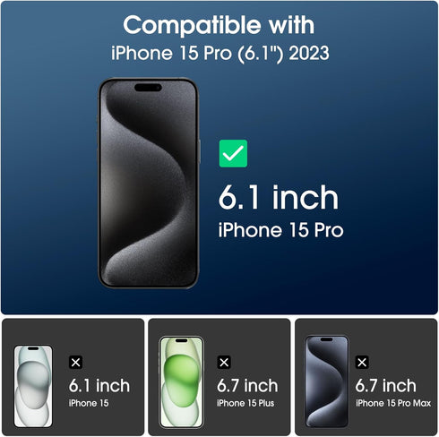 amFilm OneTouch 2+2 Pack Compatible with iPhone 15 Pro Screen Protector 6.1" Tempered Glass with Camera Lens Protector Accessories, Premium Easies...