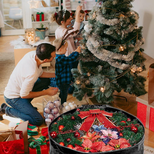 Wreath Storage Bag By Propik 24" - Garland Holiday Container Tear Resistant Material - Easy Storage Featuring Heavy Duty Handles And Transparent C...