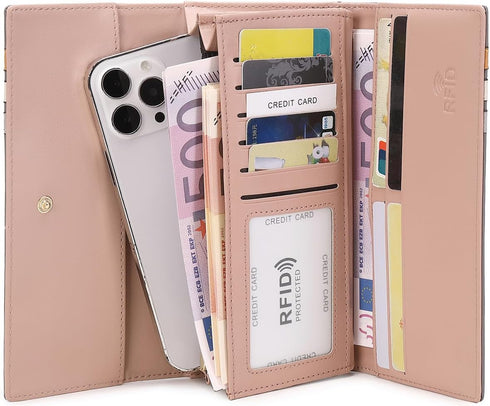 Pomelo Best Wallet Women, Womens Wallet, Wallet for Womens 2024, RFID Blocking Leather Wallet with Multiple Card Slots for Women, Beige...