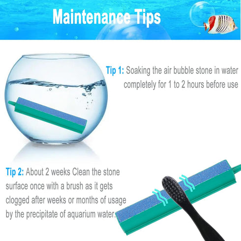 10 Inch Aquarium Air Stones Bar - Air Stone Kit with 5 Pcs Square Oxygen Diffuser Long Bubble Release Mineral Airstones for Fish Tank Pumps DWC Bu...