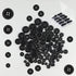 100 Pcs Black Resin Sewing Buttons, 4-Hole Craft Suit Coat Shirt Buttons, 5 Sizes, Round Mixed, with Compartment Storage Box, Suitable for Sewing,...