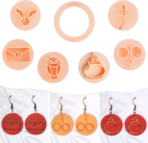 Puocaon Polymer Clay Earring Cutters - 7 Pcs Magic Theme Clay Cutters for Polymer Clay Earrings Making, Admission Letter Magic Potion Clay Cutters...