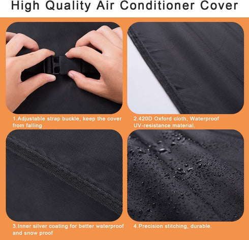 Window Air Conditioner Cover Outdoor, Luxiv Outside Window AC Unit Cover Black Dust-proof Waterproof Outdoor AC Protection Insulation Defender (25...