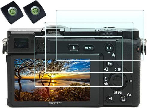 Screen Protector for Sony Alpha A6000 A6100 A6300 A6400 A6600 A5000 Camera with Hot Shoe Cover,0.3mm High Definition 9H Hardness Optical LCD Premi...