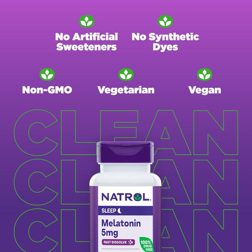 Natrol Sleep Melatonin 5mg Fast Dissolve Tablets, Nighttime Sleep Aid for Adults, 90 Strawberry-Flavored Melatonin Tablets, 90 Day Supply...