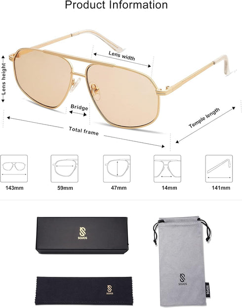 SOJOS Classic Retro Aviator Sunglasses for Women Men Vintage Hexagonal Metal Frame UV400 Lenses SJ1200...