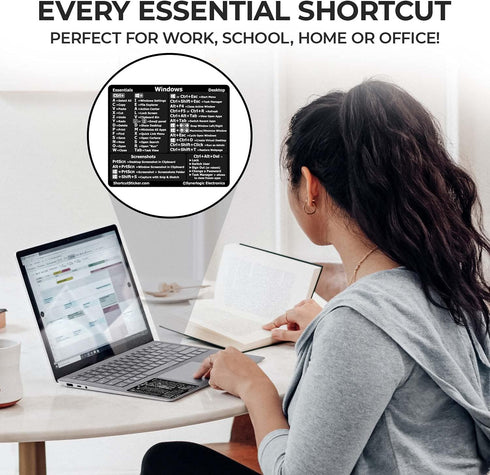 Synerlogic Windows PC Reference Keyboard Shortcut Sticker | Vinyl, No-Residue Adhesive Windows Shortcut Sticker for PC Laptop or Desktop | Shortcu...