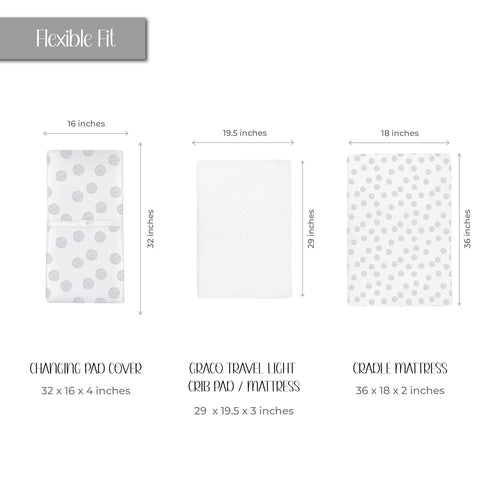 Changing Pad Covers - Cradle Sheets 2-Pack - 100% Jersey Cotton for Baby Boy or Baby Girl (Grey Dottie)...