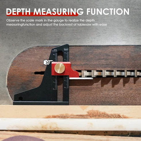 Saw table height ruler, table saw depth measuring ruler double scale, woodworking DIY height measurement tool (Reddish black)...