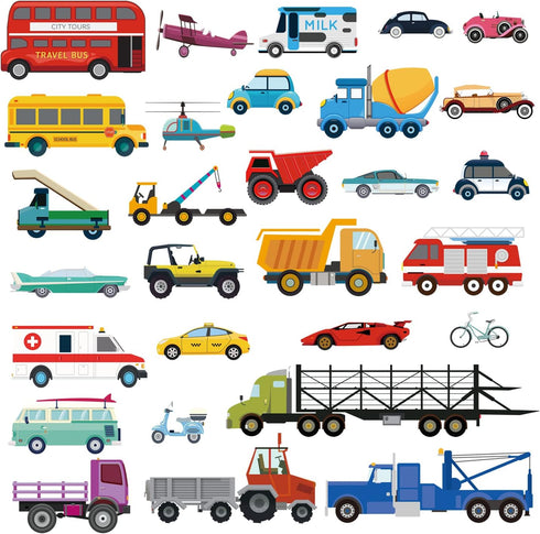 decalmile Cars Wall Stickers Transports Kids Room Wall Decor Peel and Stick Wall Decals for Boys Children's Room Nursery Bedroom Classroom...