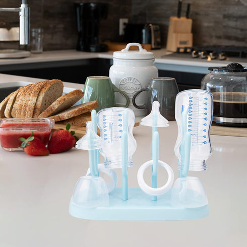 Baby Bottle Drying Rack, Small Portable Bottle Dryer Holder for Nipples, Cups, Pump Parts and Accessories, (Blue)...