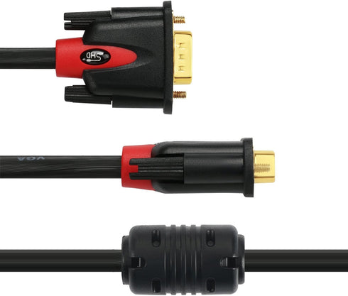 SHD VGA Cable 3Feet, VGA to VGA Monitor Cable HD15 SVGA for PC Laptop TV Projector Black and Red Color...