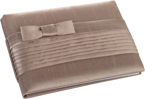 Lillian Rose Taupe Simple Pleated Silk Wedding Guest Book, 8"...