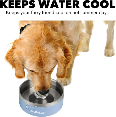 PetPrime Stainless Steel Slow Feeder Dog Bowls Non Slip Spill Proof Metal Slow Eating Dringking Weighted Bowl Cats Pet Food Water Dish Feeding for...