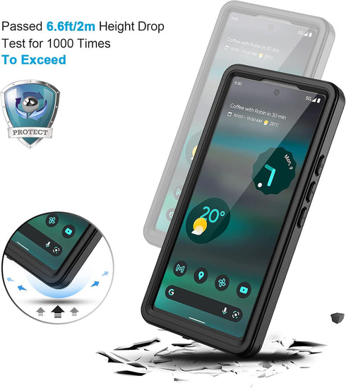 Lanhiem Pixel 6a Case, IP68 Waterproof Dustproof Shockproof Case with Built-in Screen Protector, Full Body Rugged Protective Cover for Google Pixe...