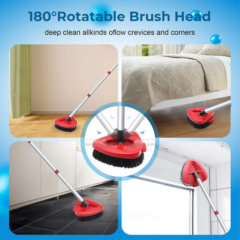 Scrub Brush Replacement Head and Base for EasyWring Spin Mop 1 Tank System, Upgraded Floor Scrubber Brush Triangle Hard Bristle Cleaning Brush for...