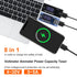 2pcs 8 in 1 USB Tester 10V 3A Voltage Current Tester Voltmeter Capacity Current Meter Digital Multimeter Current Tester Voltage Detector(Black+Blu...