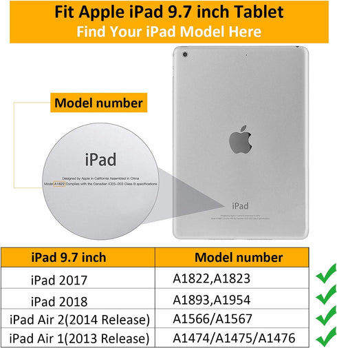 Dteck for iPad 6th/5th Generation Case 9.7" 2018/2017, Air 2/1 Case 9.7-Inch 2014/2013, Protective Folio Case with Stand/Auto Sleep Wake Function,...