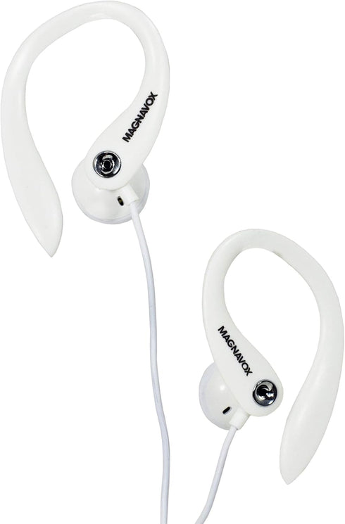 Magnavox MHP4854-WH Earhook Earbuds with Microphone in White | Available in Black & White | Earbuds Earhook with Microphone | Extra Value Comfort ...