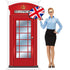 English Phone Booth Door Cover, Large Fabric Red Telephone Box Door Cover Home Jointed Phone Box Decor Banner for Photo Backdrop British Internati...