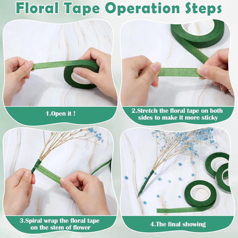 PAXCOO Floral Tape and Floral Wire Arrangement Tool Kit with Green Floral Tape, Floral Wire, Boutonniere Flower pin, Wire Cutter, White Ribbon and...