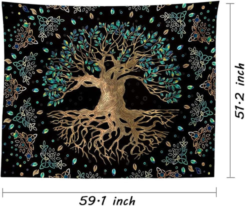 XGXL Life Tree Tapestry - Bohemian Hippie Wishing Tree Tapestries Psychedelic Wall Carpet Mystic Aesthetic Wall Tapestry for Living Room Bedroom...