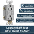 Legrand radiant 1597TRGRYCCD4 15 Amp GFCI Self Test Tamper Resistant Decorator Duplex Outlet, Gray (1 Count)...